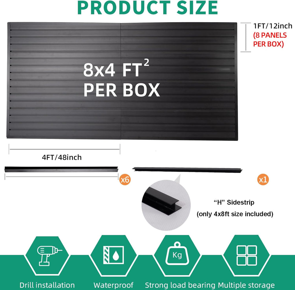 Slat Wall Paneling Garage Slat Wall Storage Systems, Slatwall Panels 4'x8' Slate Board Tool Organization, PVC Panels Organizer Black Slatwall Garage Storage & Organization Products