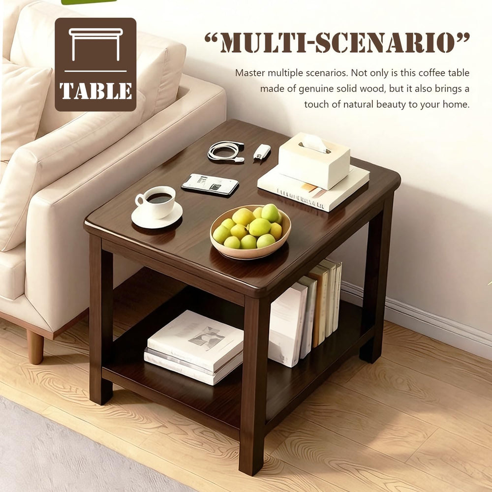 YUNMUARIY-Living Room Side Table,Walnut End Tables,Wood Side Table,Small Squa...