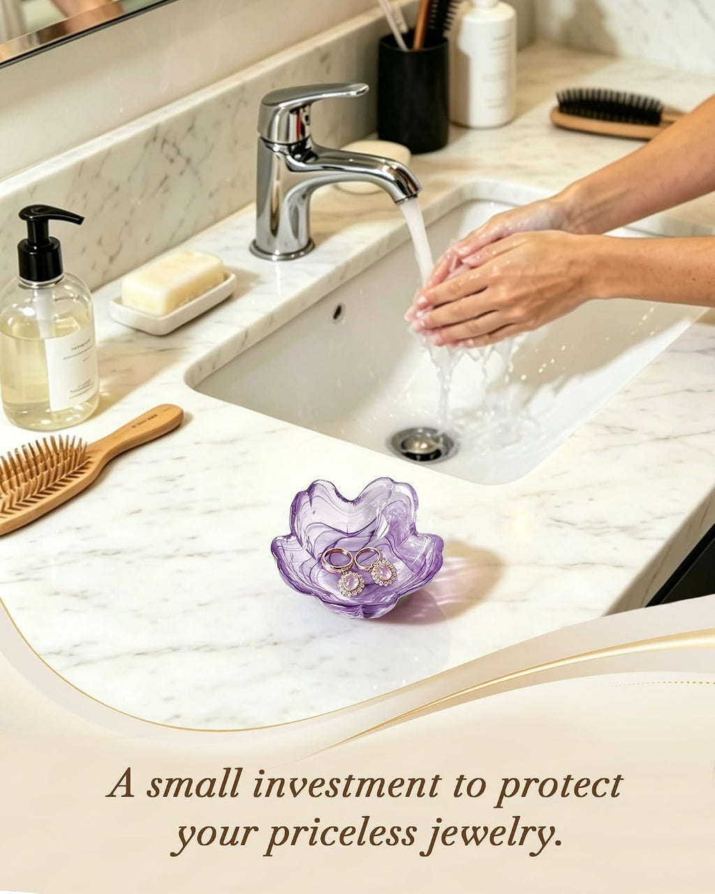 Small Flower Glass Ring Dish, Cute Jewelry Tray Trinket Organizer | Vanity Bathroom Nightstand Holder Plate, Aesthetic Room Decor, Valentine's Friendship Christmas Birthday Gifts for Women
