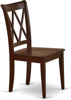 East West Furniture CLC-MAH-W Clarksville Dining Chairs - Double Cross Back Solid Wood Seat Chairs, Set of 2, Mahogany