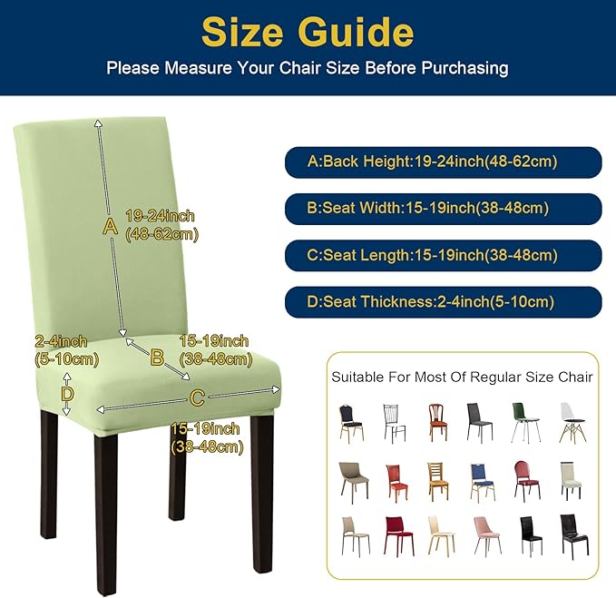Dining Room Chair Covers - Stretch Kitchen Chair Covers Set of 4, Removable Washable Slipcovers for Home, Hotel, Banquet
