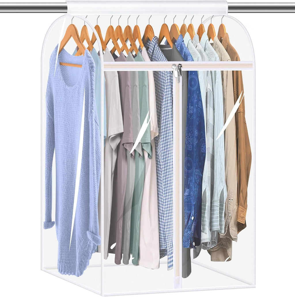 35" Hanging Garment Bags for Closet Storage Large Clear Garment Bags for Hanging Clothes Garment Rack Cover Coat Protector for Suit, Wardrobe, Bottom Enclosed