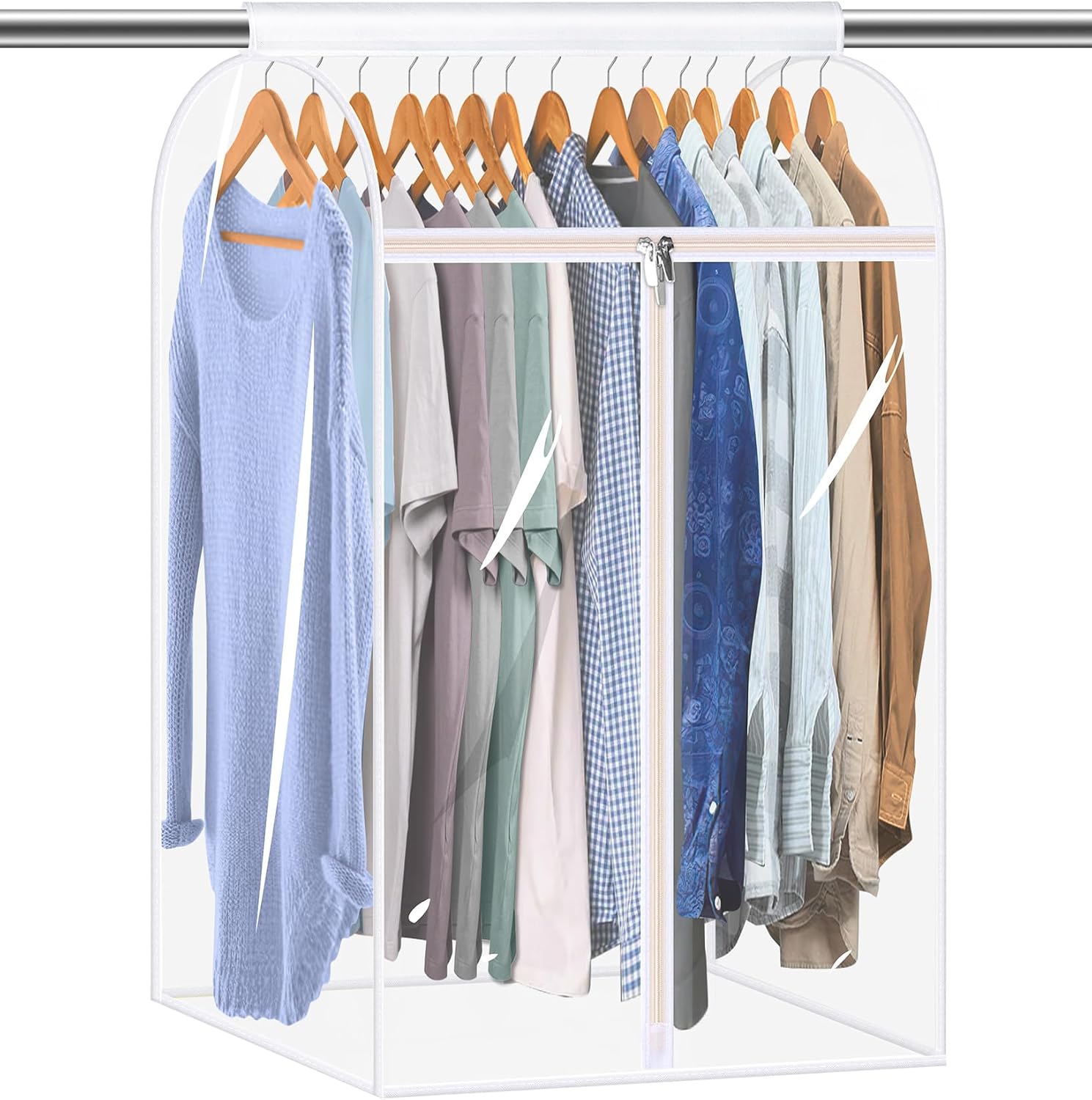 35" Hanging Garment Bags for Closet Storage Large Clear Garment Bags for Hanging Clothes Garment Rack Cover Coat Protector for Suit, Wardrobe, Bottom Enclosed