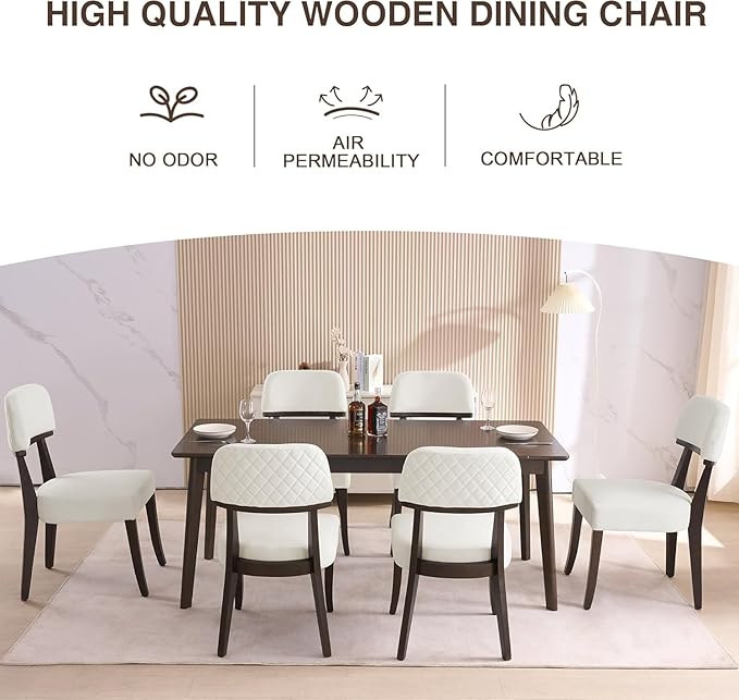 Modern Wood Dining Chairs Set of 4, Velvet Upholstered Kitchen Chairs with Op...
