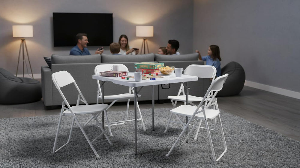 BTEXPERT 5 Piece Folding Card Table Portable and Chair Set, 34" Square F...