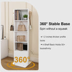 Montary 360° Rotating Makeup & Jewelry Cabinet with Full-Length Mirror - Standing Storage Organizer with Coat Rack, 4-Tier Open & Built-in Shelves, White