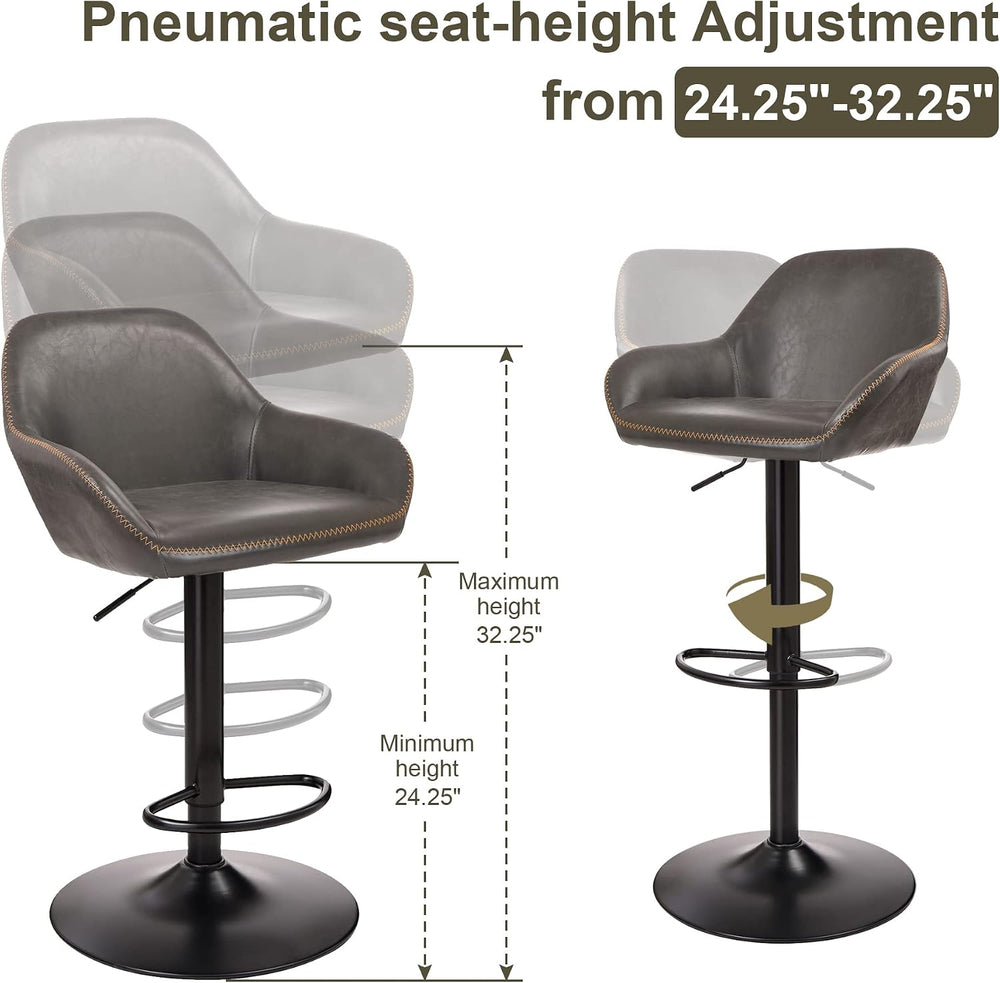 Glitzhome Bar Table and Chairs Set, Round Black Steel Pub Table with Soild El...