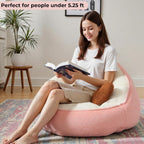 HOMMPA Bean Bag Chair for Teens Comfy Faux Fur Bean Bag Couch with Back Support Stuffed Lazy Floor Sofa for Living Room Bedroom Dorm Peach Pink