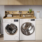 Washer Dryer Countertop, 54" x 27.55" 2-Tier Washer Dryer Topper with Edge, for Laundry Room Organization Oak