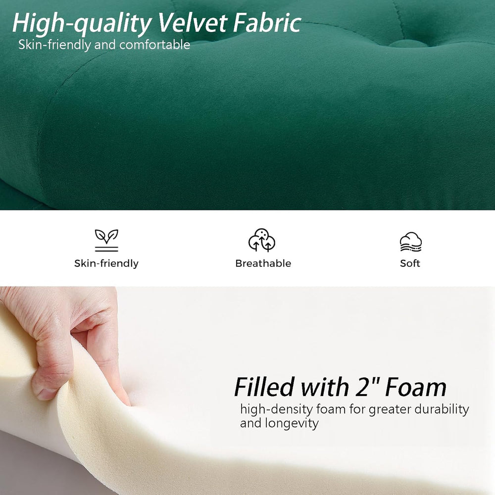 Velvet Storage Bench for Bedroom, Modern Tufted End of Bed Bench for King Siz...