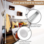 Coat Rack Freestanding, 56 to 125 inch Adjustable Tension Rod Coat Tree with 12 Hooks for Hanging Plant,Coat, Jacket, Hat, Scarf, Suitable for Living Room, Balcony, Kitchen White