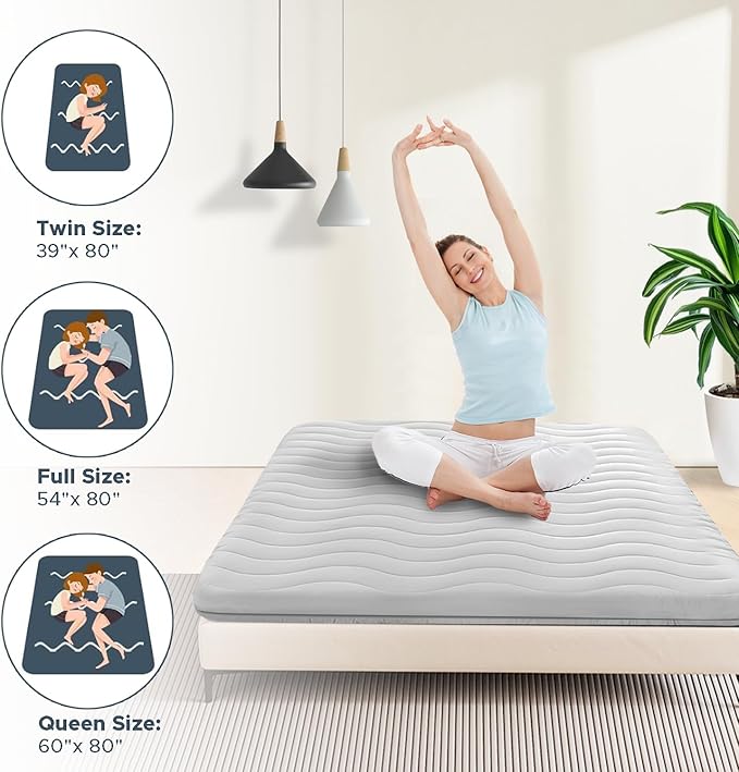 Japanese Floor Mattress, 100% High Density Comfortable Foam, 3.5" Thicken Grey Foldable Mattress Tatami Mat Sleeping Pad, Ideal for Comfort and Support, Kids Floor Lounger Pillow Bed Sofa (Queen）