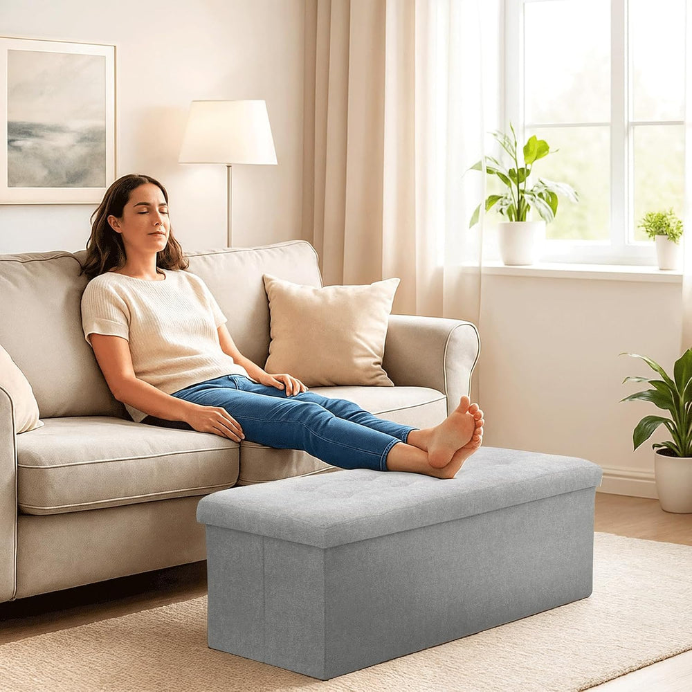 Storage Ottoman Bench, 43 Inch Ottoman Foot Rest, End of Bed Bench, Storage C...