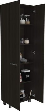 23.6" D*14.5" W*78.7" H Freestanding Kitchen Pantry with 4 Shelves, Double Door, Rectangular Storage Cabinet, Traditional, for Living Room, Dining Room, Black