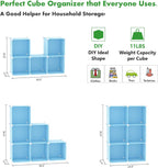 C&AHOME Cube Storage Organizer, 6-Cube Shelves Units, Closet Cabinet, DIY Plastic Modular Book Shelf, Ideal for Bedroom, Living Room, Office, 36.6" L x 12.4" W x 36.6" H Blue UPCS06L