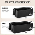DMoose Cable Management Box - 2 Pack Medium & Large Cord Organizer for Desk & Floor, Cable Organizer Box for Child & Pet - Cable Box Hider for Tidy Office & Home, Power Strip Cover (Black - Pack of 2)
