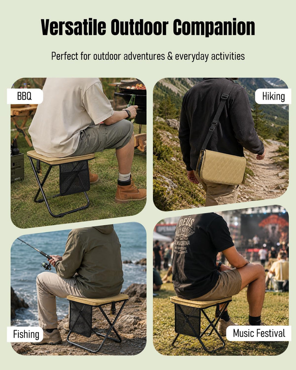 Pawfly 16" Portable Collapsible Stool, Heavy Duty Folding Stools for Adults
