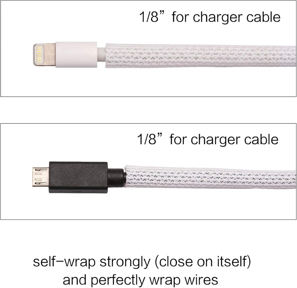 Alex Tech 25ft - 1/8 inch Cord Protector Wire Loom Tubing Cable Sleeve Split Sleeving for USB Cable Power Cord Audio Video Cable - Protect Cat from Chewing Cords - White