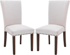 COLAMY Upholstered Dining Chairs Set of 4, Parsons Style Linen Beige Accent Chairs with High Back, for Round Kitchen Table or Small Dining Room – Comfortable & Stylish