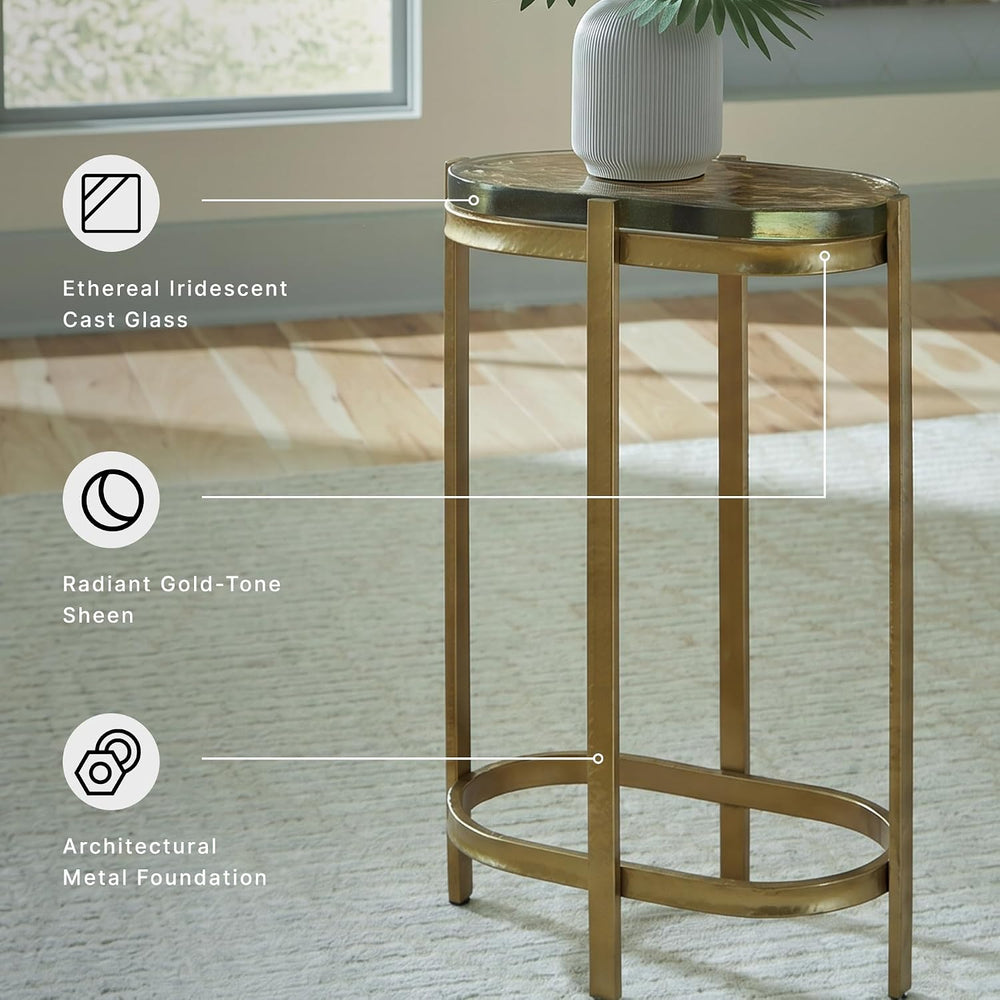 Signature Design by Ashley Porterville Modern Accent Table with Cast Glass To...