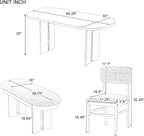 Merax Farmhouse Wooden Dining Set of 6, 65 Inch Rectangular Kitchen Table, Upholstered 4 Chairs with Backrest, Bench with Cushion, Easy Assemble, Natural