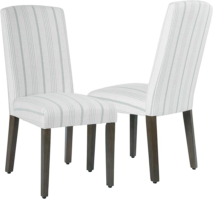 HomePop Parsons Classic Dining Chairs, Pack of 2, Dove Grey Stripe