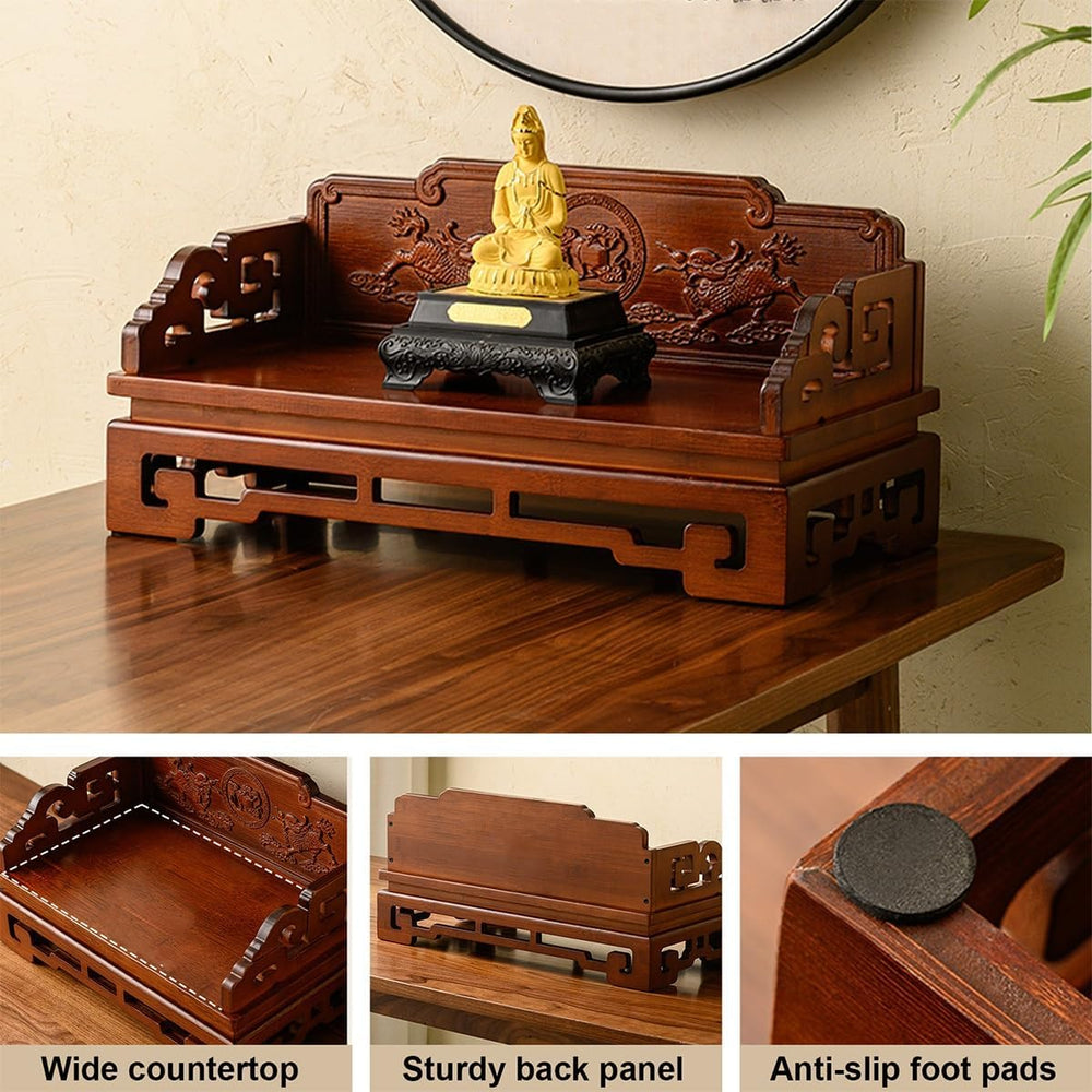 Bamboo Buddha Altar Cabinet, Prayer Meditation Table, Chinese Carving Buddhis...