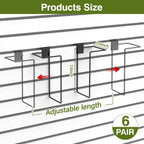 6 Pair Literature Display for Slatwall, Adjustable Magazine Holder for Slat Wall, Metal Slatwall Accessories for Exhibitions, Perfect for Organizing Books, Magazines, and Brochures