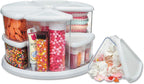Deflecto Rotating Carousel Craft Organizer, 9-Canister, Includes 3" and 6" Canisters, Removable, Clear, Lids