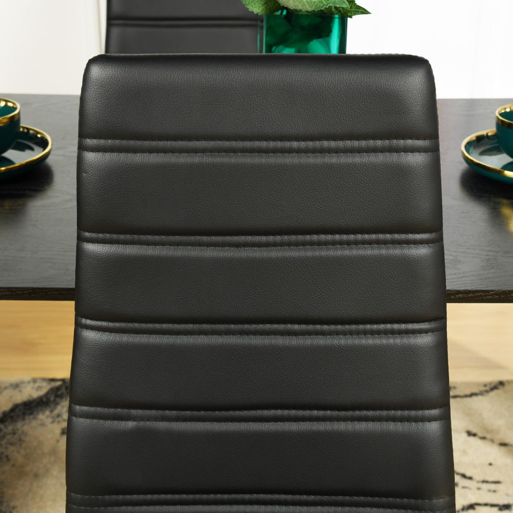 Dining Chairs PU Leather Set of 4, Armless High Back Upholstered Chairs with ...