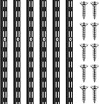 6 Pcs Dual Track Upright Wall Shelving System Heavy Duty Support System Twin Slot Shelf Rail Shelf Standards for Pantries Linen Closets Laundry Rooms(Black,25 Inch)