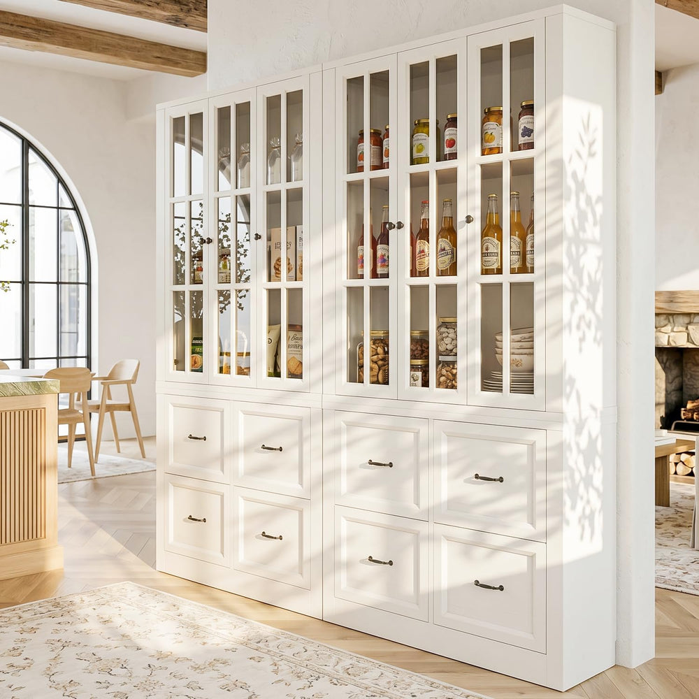 80" Modular Kitchen Pantry Cabinet, 2-in-1 Freestanding Tall Pantry Cabi...