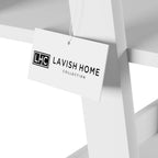4-Tier Ladder Bookshelf - Freestanding Shelved Bookcase with X-Back Frame and Leaning Look - Display Shelves for Home or Office by Lavish Home (White)