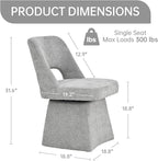 VKNOW Upholstered Swivel Dining Chairs Set of 4, Modern Dining Room Chairs with Open Back, Chenille Fabric Kitchen Chairs for Dining Room, Bedroom, Vanity, Grey