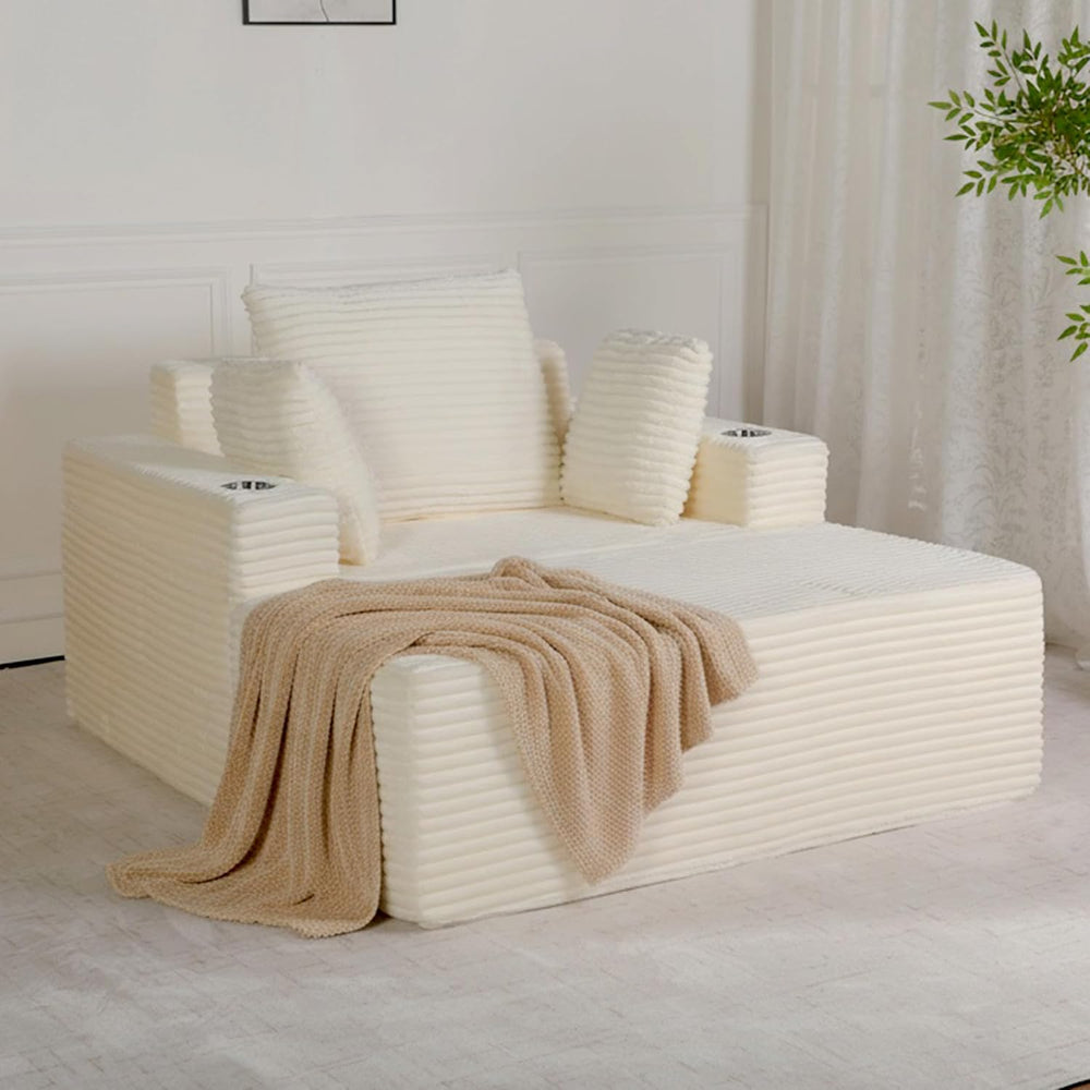 54"W Oversized Chaise Lounge Chair Indoor, Chaise Lounge Couch, Converti...