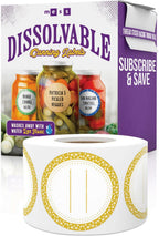 Canning Labels Dissolvable Stickers for Mason Jars and More (2" Round 200/roll) Canning Supplies Washes Off in Seconds Like Magic - Jar Labels Homemade Jam, Jelly, and More (Gold)