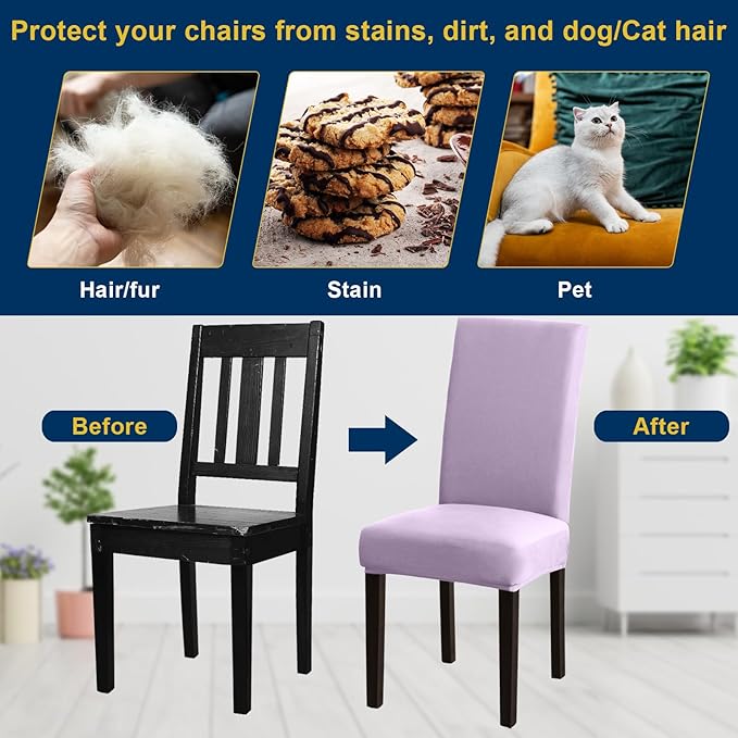Chair Covers, Stretch Kitchen Dining Room Chair Covers Set of 6, Removable Washable Dining Chair Slipcovers for Home, Hotel, Banquet