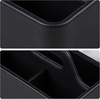 Caddy Organizer with Handle, PU Leather Remote Control Holder Desk Caddy, Portable Makeup Office Supply Organizer for Bathroom, Nightstand, Dresser (Black)