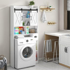 Vabches Over The Toilet Storage Cabinet, Farmhouse Storage Cabinet Over Toilet with Sliding Doors，Home Space-Saving Toilet Rack, for Bathroom, Restroom, Laundry