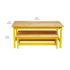Amazon Basics Indoor Kids Picnic Table and Bench Set, Natural Solid Pine Wood, Activity Table for Art, Craft, Reading, Learning