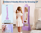 LED Kids Jewelry Armoire Cabinet with Full Length Mirror for Girls, Purple | 3 Color Touch Control Lighting,Anti-Tip Stable Structure,Lockable Cabinet, Freestanding Jewelry Organizer
