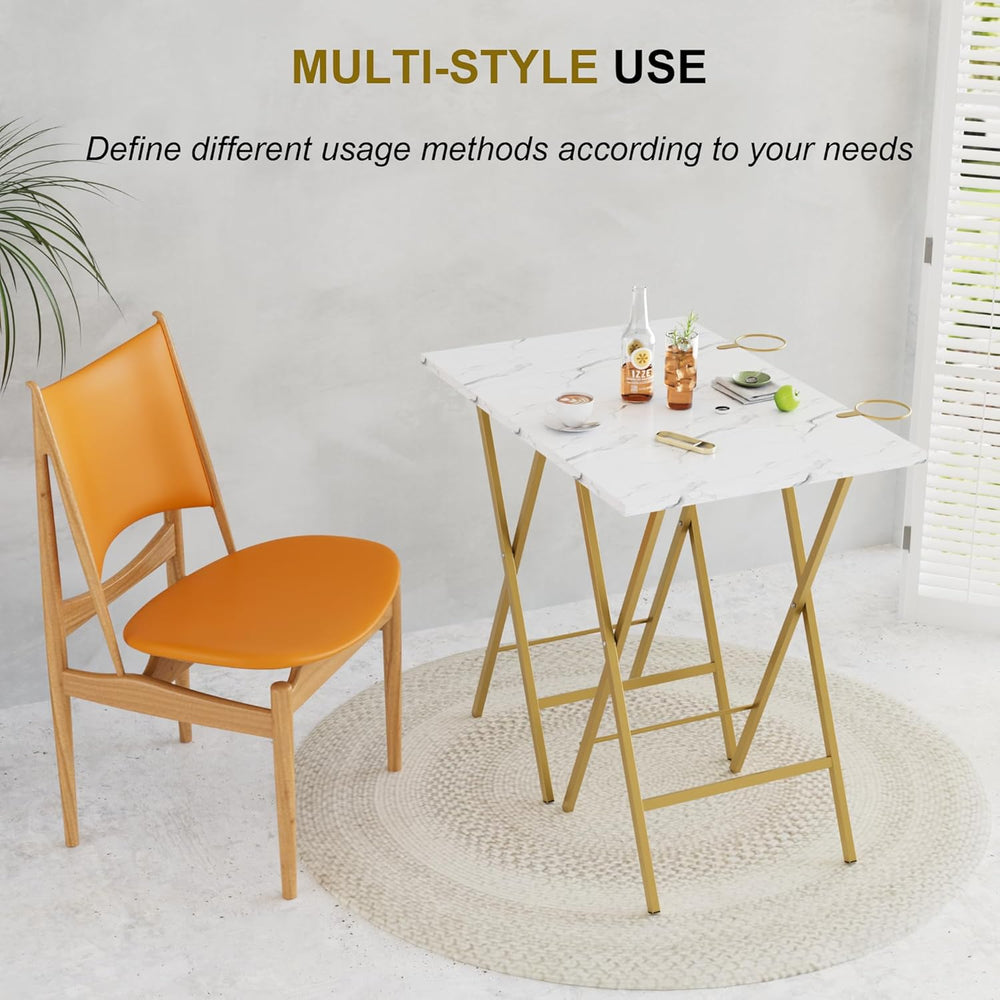 VECELO Folding TV Tray for Eating Set of 2, Portable Dinner/Snack Table with ...