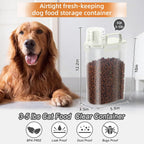 3-5Lbs Airtight Small Cat Dog Pet Food Storage Containers BPA Free, with Large Pour Spout/1 Measuring Cup/ 4 Safety Locks and Double-layer Silicone Strip (Off White 2Pack)