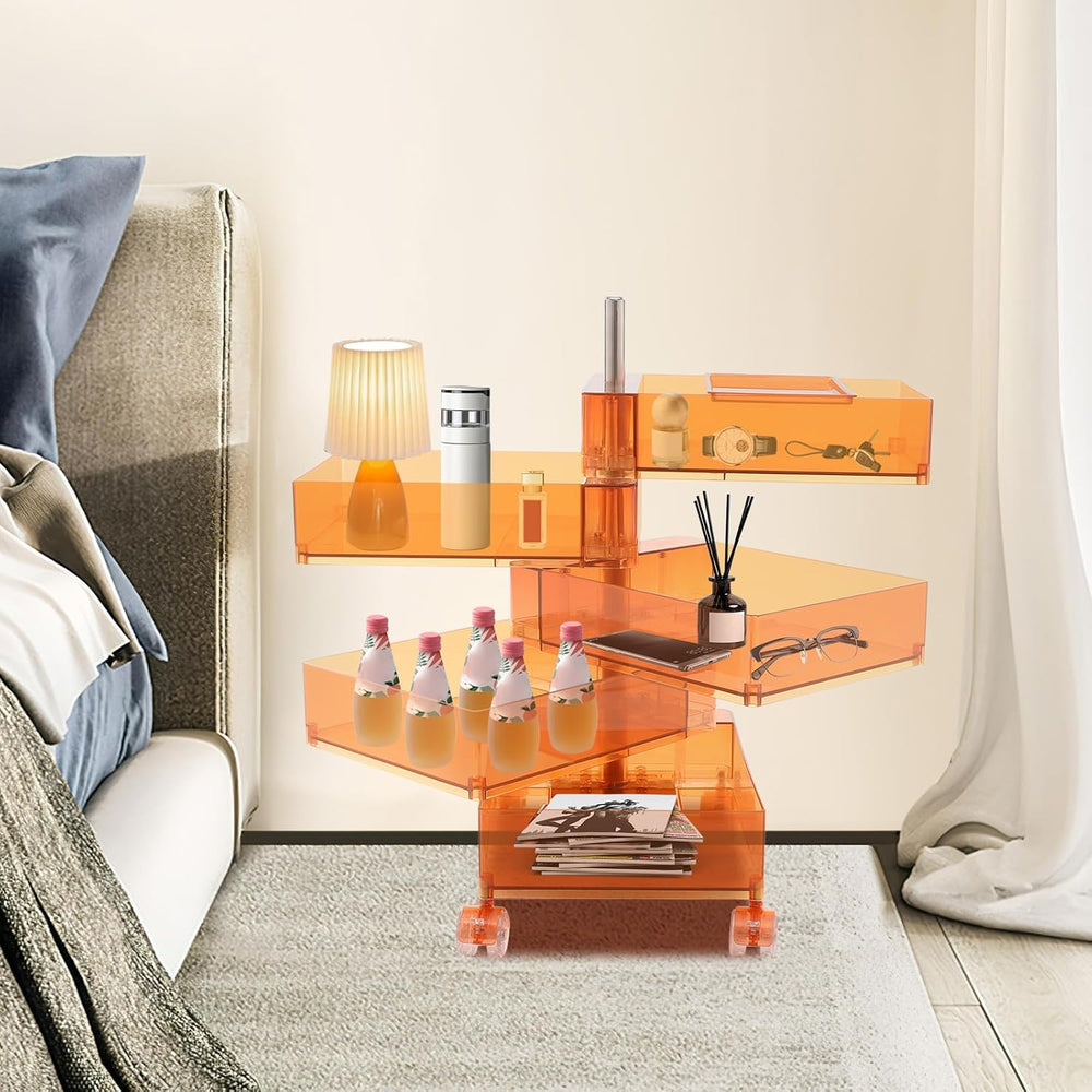5 Tier Storage Cabinet, 360° Rotating Sofa Side Cabinet, Multi-Functional Rot...
