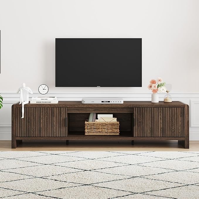FATORRI TV Stand for 75/65/55 Inch TVs, Mid Century Modern Entertainment Cent...