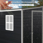 8x4ft Lean to Shed, Resin Outdoor Storage Shed with Floor and 2 Windows, Plastic Sheds & Outdoor Storage Clearance for Patio Furniture, Garden Tools Bike Accessories, Beach Chairs