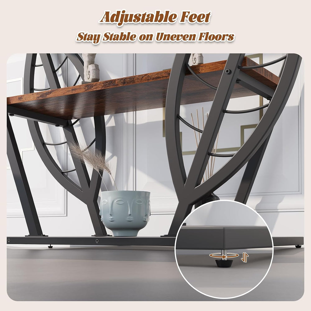 HavenlyYouth Leaf Design Console Table for Entryway, 3-Tier Storage, 30mm Thi...