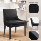 COLAMY Modern Dining Chairs Set of 2, Upholstered Corduroy Accent Side Leisure Chairs with Mid Back and Wood Legs for Living Room/Dining Room-Black