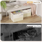 Plus Size 2 Pack Shoe Organizer for Closet, Foldable Shoe Storage Box | 16–24 Pair Shoe Storage for Sneakers, Boots & Heels with Adjustable Dividers, Clear Cover & Space Saving Closet Storage