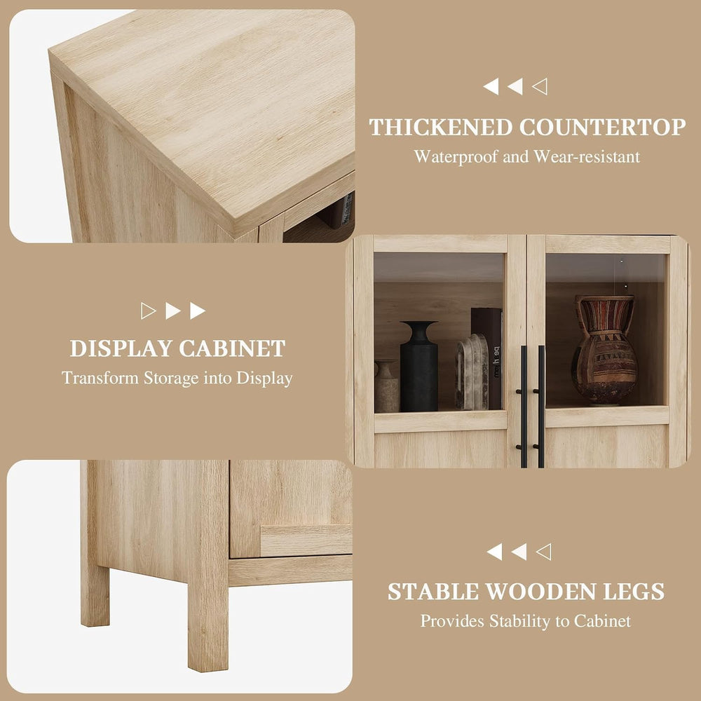 Garvee Large Buffet Cabinet with Storage, Sideboard Buffet Cabinet with Glass...